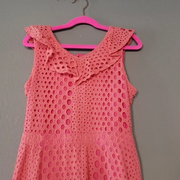 Mia Pink Eyelet Dress with Back Cutout